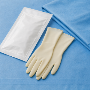 Sterile surgical gloves with sealed medical pouch